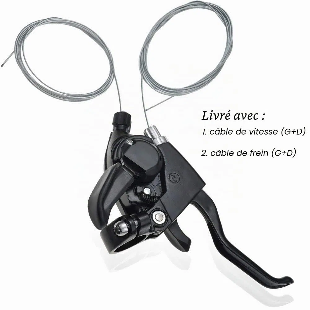 BESNIN Manette de Vélo Frein de Vélo 3x7/3x8 Vitesses, Combinaison de Levier de Frein et de Vitesse, Shifters de Rechange pour Bicyclette (3×8 Vitesses)