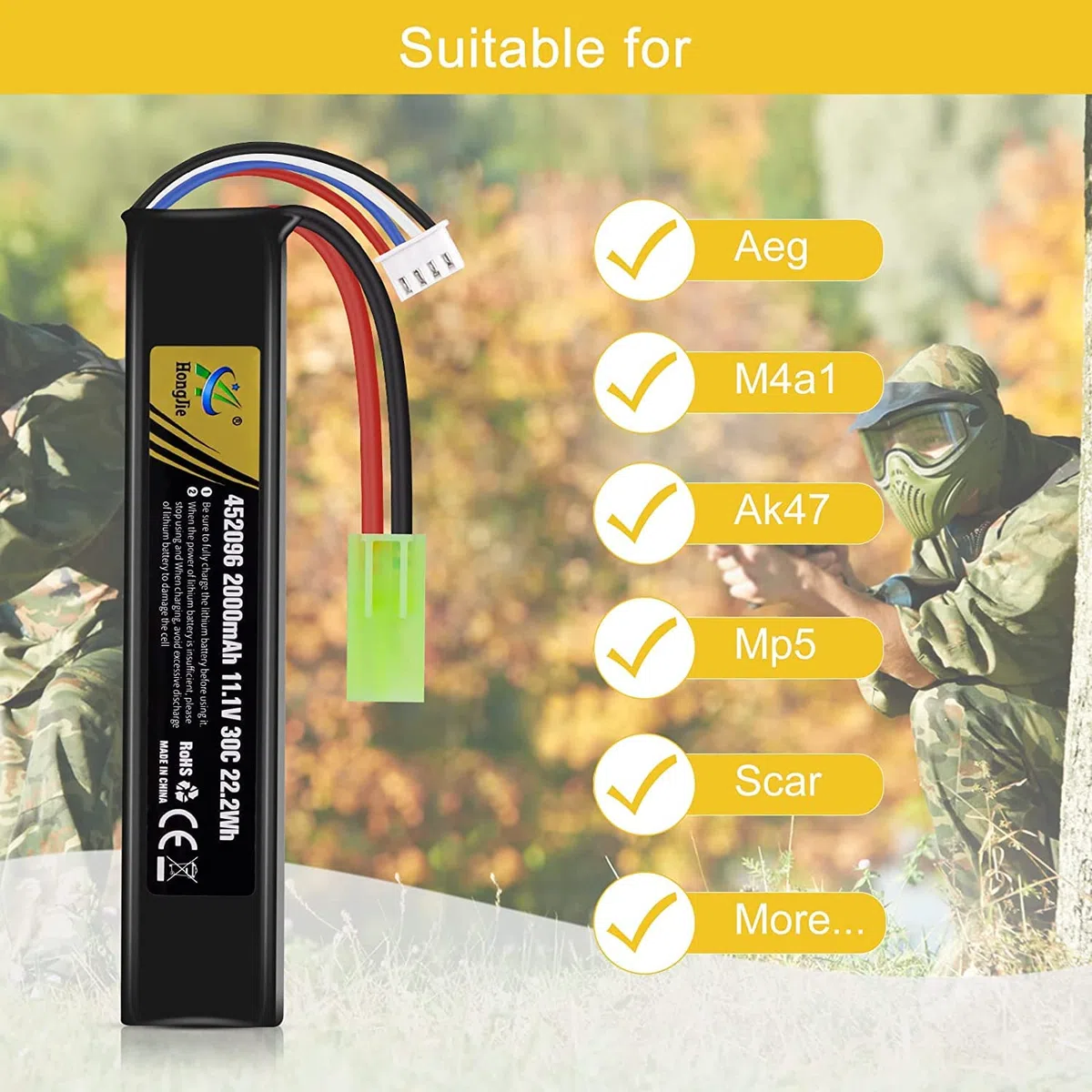Batterie lipo 11.1v 2000mah Airsoft rc Rechargeable Battery 30C Tamiya Plug + USB Chargeur Set pour télécommande Airsoft Rifle Toys