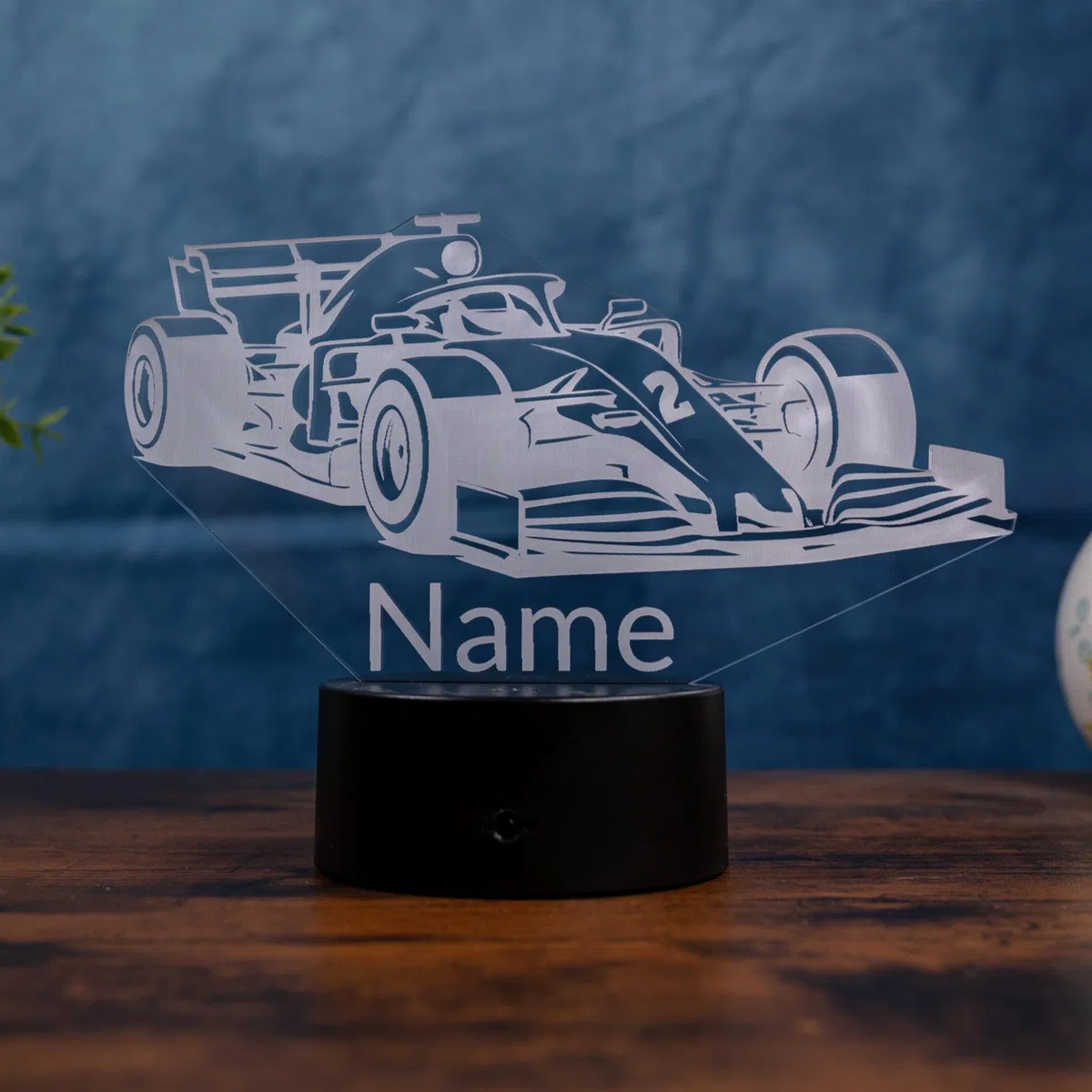 Lampe Formule 1 personnalisée avec prénom – Veilleuse LED voiture de course pour enfant et fan automobile, décoration chambre, 16 couleurs dimmables
