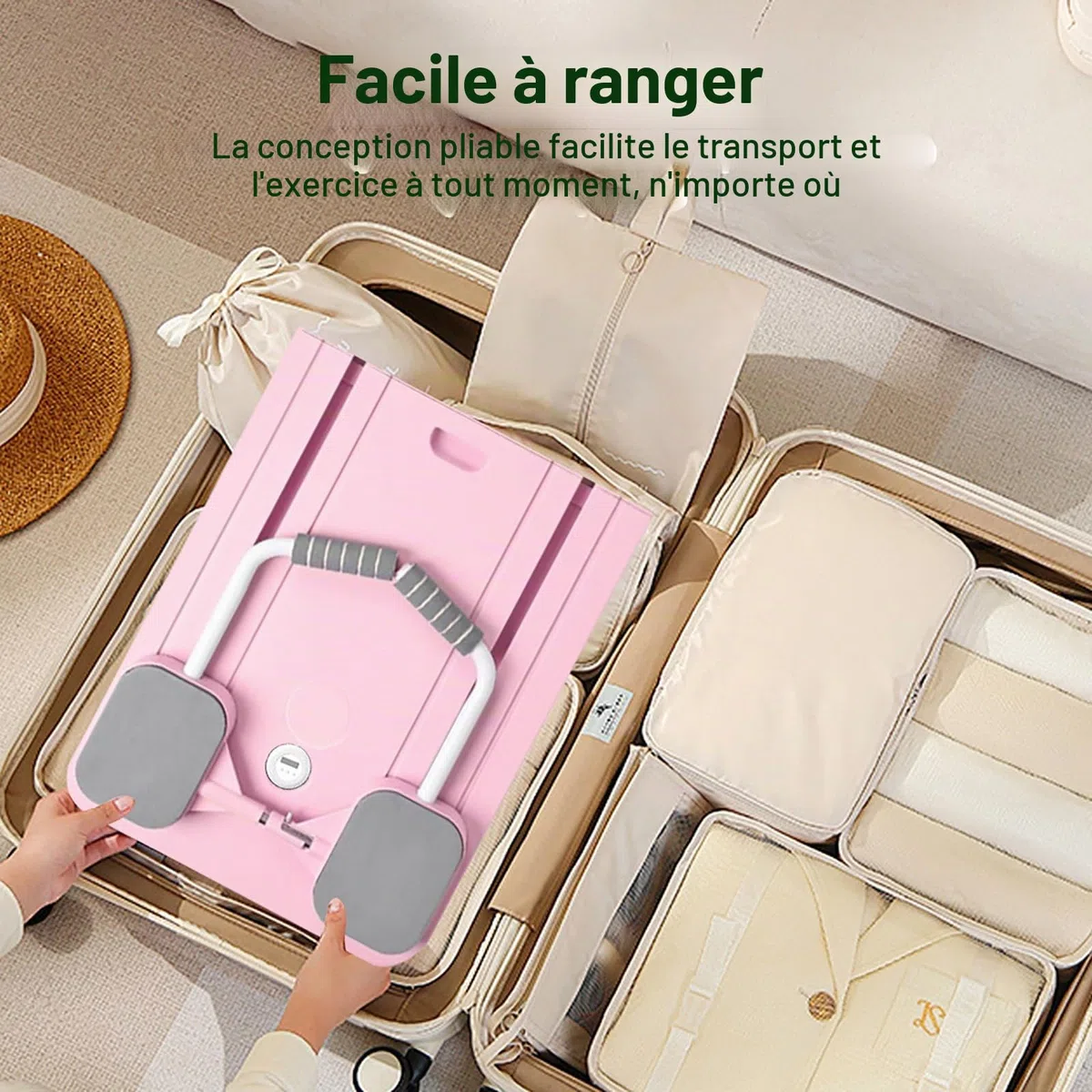 Planche de pilates pliable pour la maison, multifonction, avec compteur, rebond automatique pour la force de base et les abdominaux