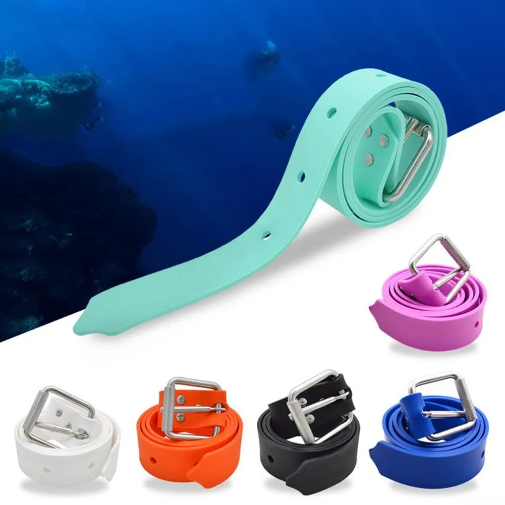 Ceinture de plongée en silicone avec boucle marseillaise pour sports sous-marins 1. ou 1,5 m (130 cm bleu)
