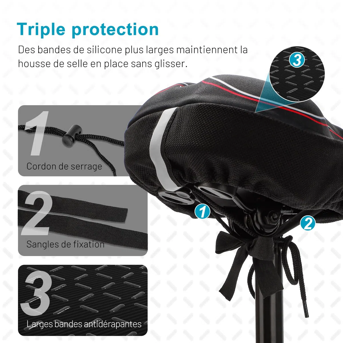 TECHCYC Housse Selle vélo avec Coussin de siège de vélo en Mousse à mémoire de Forme Double Couche, Coussin de siège de vélo Ergonomique pour Femmes et Hommes