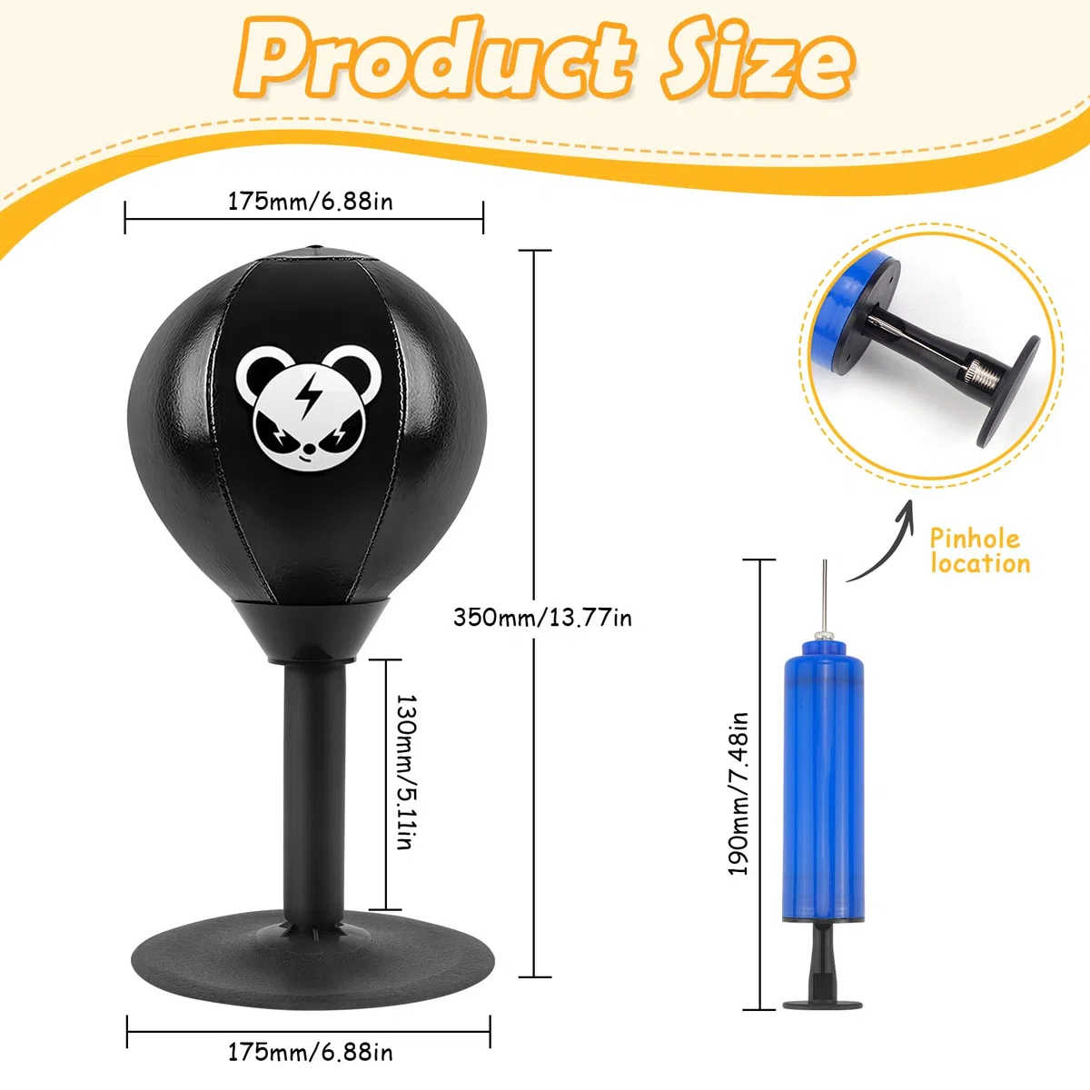 Table de punching ball - Mini sac de frappe - Avec ventouses puissantes - Soulage le stress - Pour soulager le stress