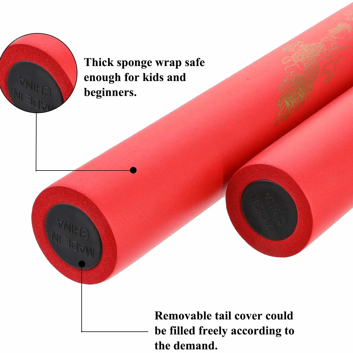 Litthing Nunchaku Mousse Caoutchouc Entraînement Quotidien Rembourré Pratique 2 Paires De Portable Parfait pour Les Enfants Et Les Débutants Mode Noir Et Rouge