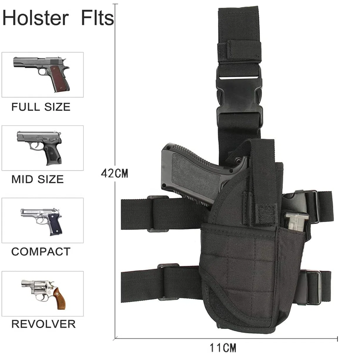 Etui à Pistolet Holster De Cuisse Jambe Droite, Tactique Cuisse Holster, Holster Réglable Armée Pistolet Pouch Jambe Cuisse Holster pour Police Armée Chasse Sport Combat