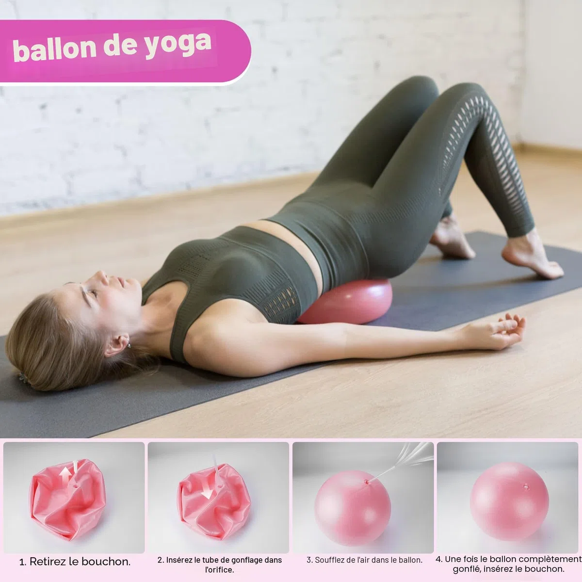 Lot de 18 anneaux de pilates avec anneau de pilates, balle de yoga, bande de fitness, anneau de tension, anneau de massage, convient aux appareils de fitness à domicile