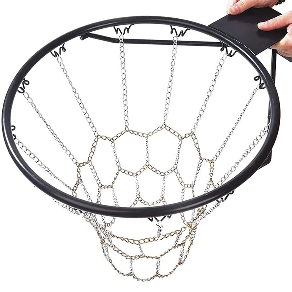 Filet de Basket Bal, Filet de Basket-Ball en Métal Extérieur, Basket-Ball Filet Remplacement, Filet Robuste de Basketball, pour Terrain de Basket Intérieur, Terrain de Basket Campus