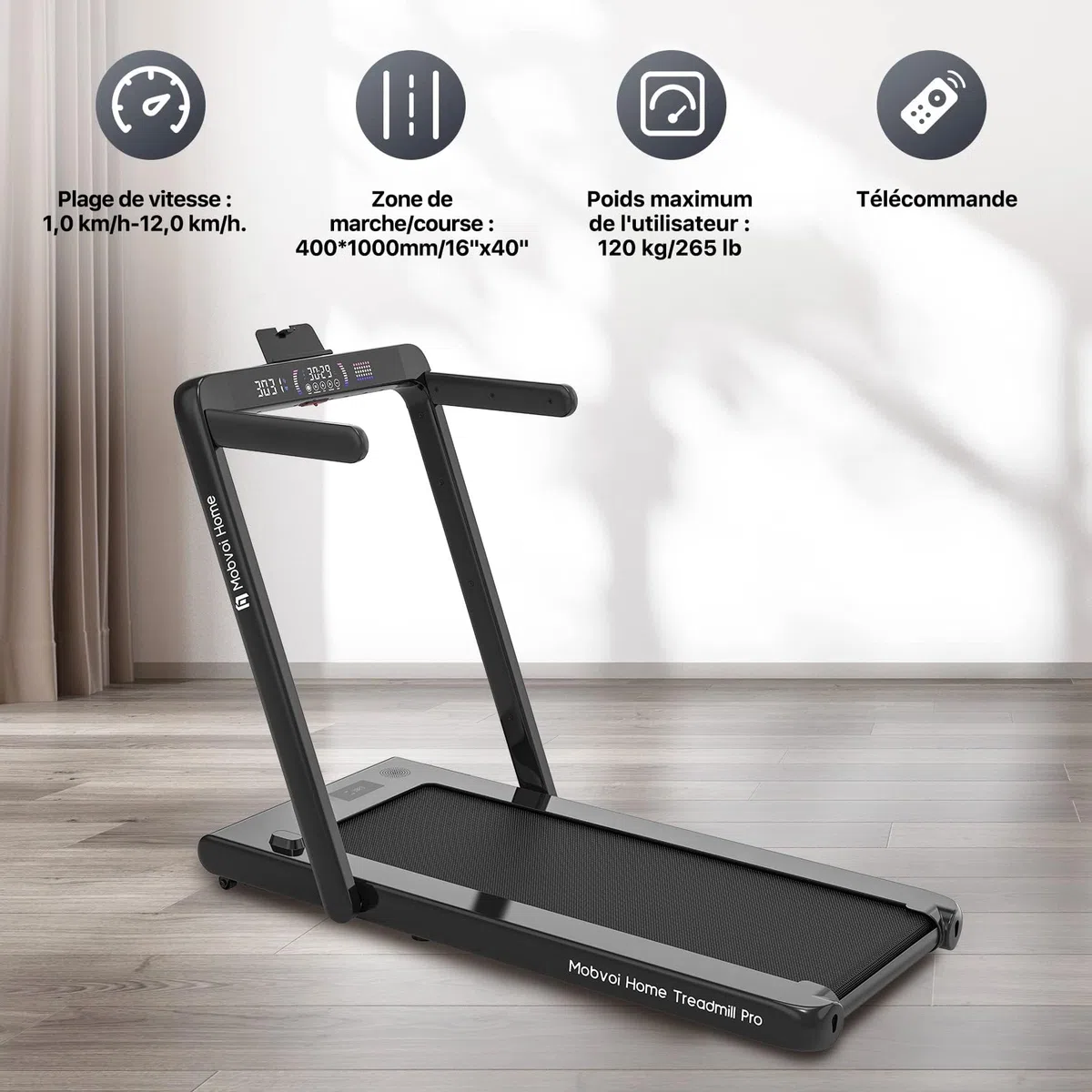 Mobvoi Tapis De Course Smart AI avec L'Application TicSports pour La Maison, Le Bureau, Téléphone, Ordinateur Portable, Grande Surface De Course, 12km/h, 120kg