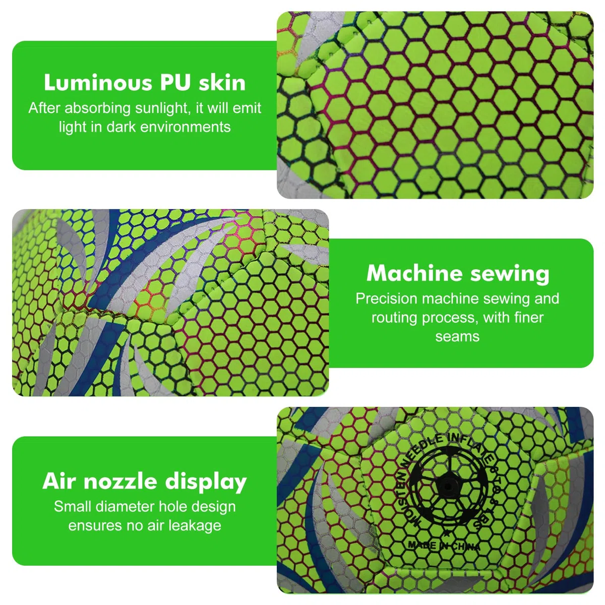 Ballon De Football Lumineux, Ballon De Football Réfléchissant,Taille 5, Ballon De Football En Fluorescence Avec Pompe,Sac De Rangement,Aiguilles De Gonflage,Sac En Filet Pour Entraînement,Jeux De Nuit