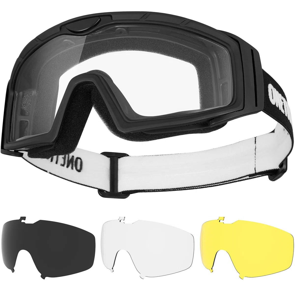 OneTigris Lunettes de protection tactiques avec 3 objectifs interchangeables - Lunettes de chasse avec CE EN166 et ANSI Z87.1 - Verres Airsoft pour paintball, chasse, CS, cyclisme, extérieur