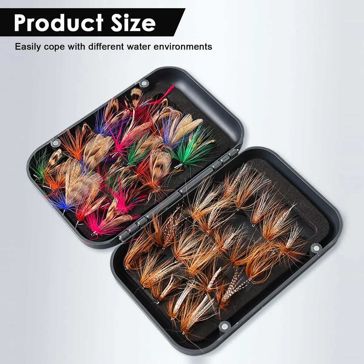 Nsemble de Pêche à la Mouche, 64 Poppers et Mouches Artificielles pour Truite et Achigan, Kit Complet avec Boîte de Stockage, Idéal pour la Pêche Truite et Les Articles de Pêches