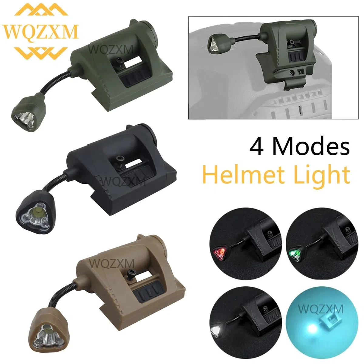 Lampe Tactique Casque avec Lampe LED IR Blanche et Rouge, Accessoires Casque Militaire, Montage système Molle Casque Rapide Mich Rail Picatinny, Lampe signalisation Survie pour(Tan)
