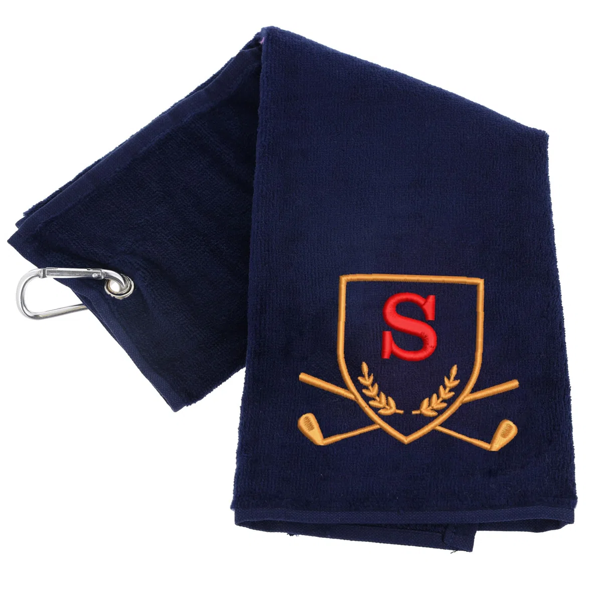 Always Looking Good Serviette de golf avec lettre initiale brodée monogrammée en velours de luxe 50cm x 40cm Serviette de golf brodée sur mesure avec mousqueton Cadeau - Cadeaux de golf pour hommes