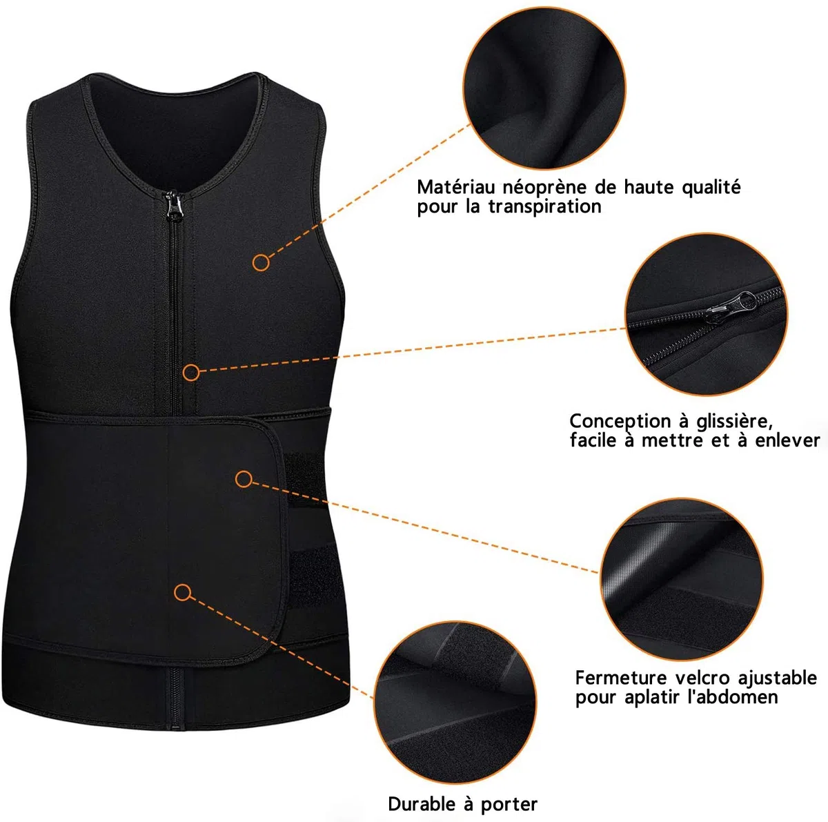 Gilet de Sudation Homme Sauna Néoprène pour Minceur Ceinture de Sudation Fitenes Sports Débardeur