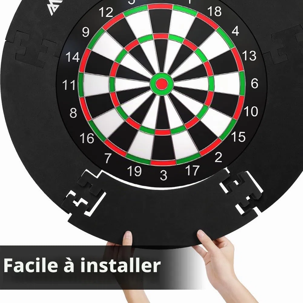 Flintronic Anneau Cible de Fléchettes de 45 CM, Jeu de Fléchettes Amovible, Protection Murale, EVA, Noir