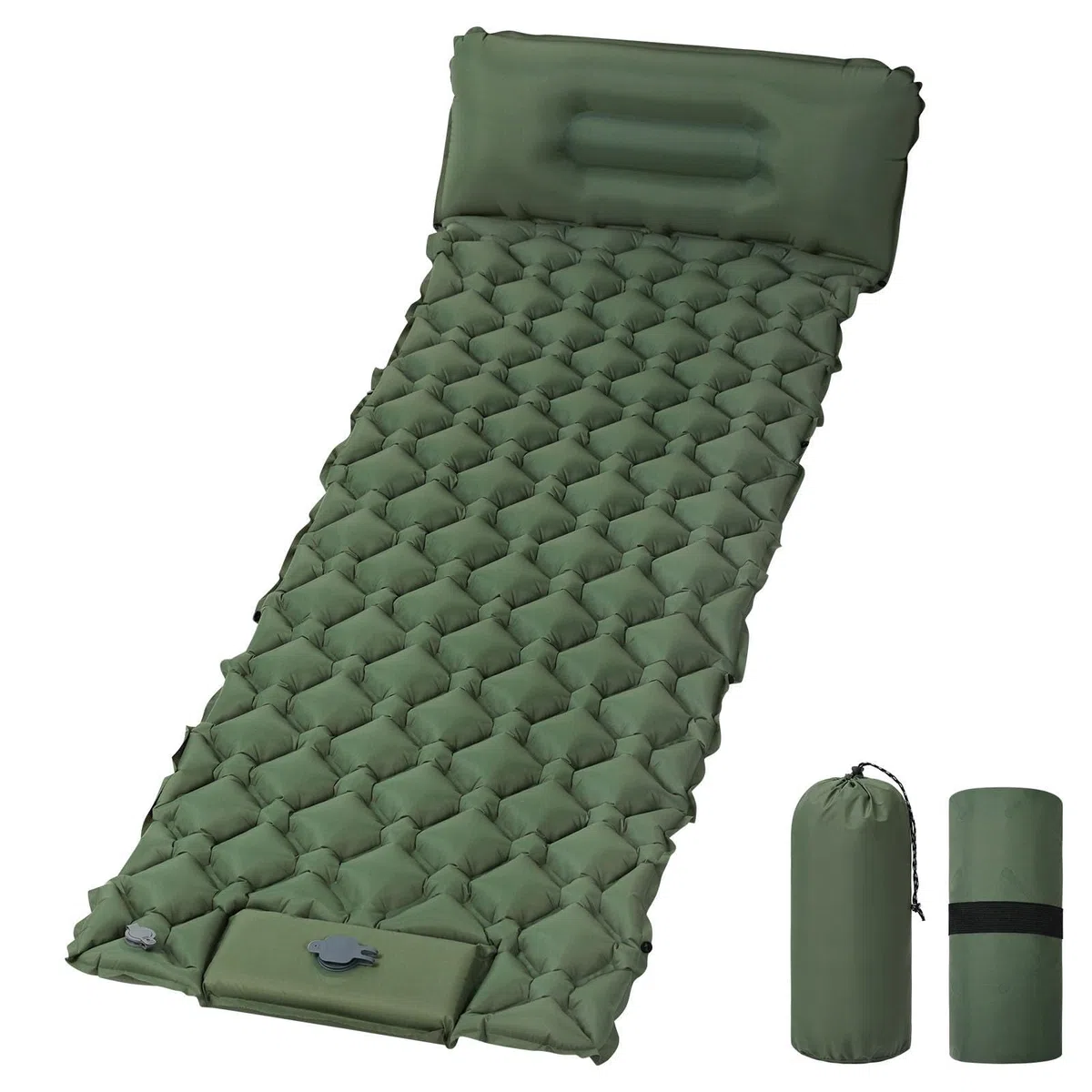 AUYAO Matelas Camping Gonflable, 190x60x5cm Matelas Autogonflant Portable avec Oreiller et Pompe à Pied Intégrée, Tapis de Couchage Matelas Ultra Léger Imperméable pour Tente Trekking Voyage