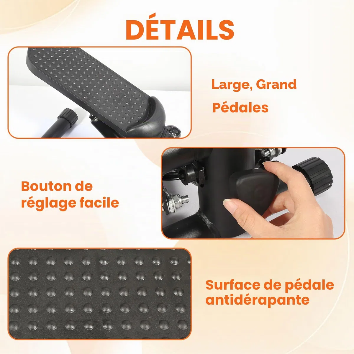 himaly Mini Stepper pour la Maison, Stepper Fitness pour Escaliers 100kg, Stair Stepper avec Bandes de Résistance, Appartement Stepper pour Les Jambes, Les Bras et Les Fessiers