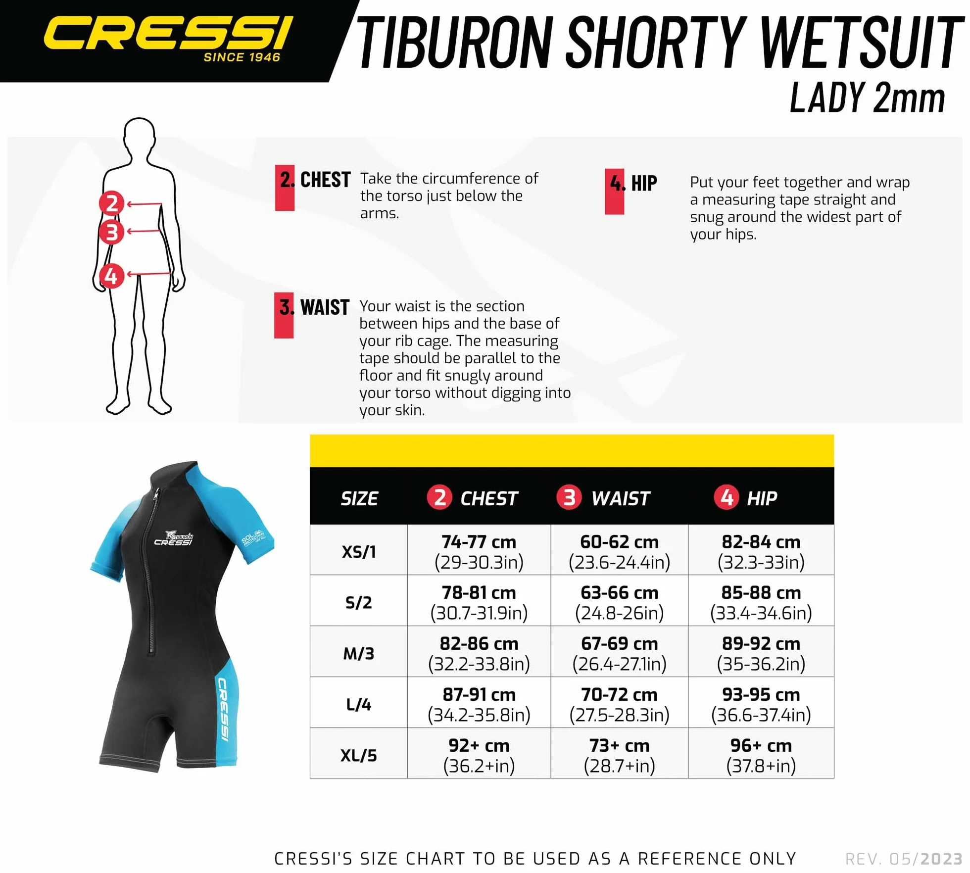 CRESSI Tiburon Lady Shorty Wetsuit 2mm - Combinaison de Plongée Courte Femmes pour la Plongée, la Natation et Les Sports Aquatiques, Néoprène/Elastane Ultra-Extensible