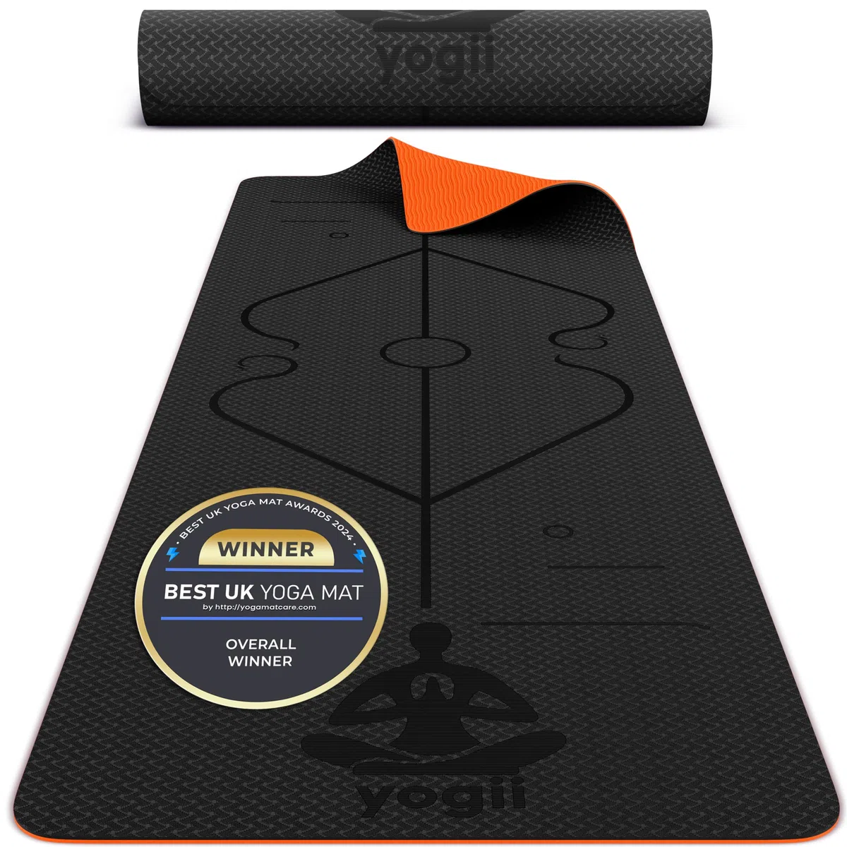 Yogii Tapis de Yoga 6 mm Antidérapant – Tapis Fitness en TPE pour Yoga, Pilates et Entraînement à Domicile – Tapis de Sport avec Lignes d’Alignement – Femme et Homme