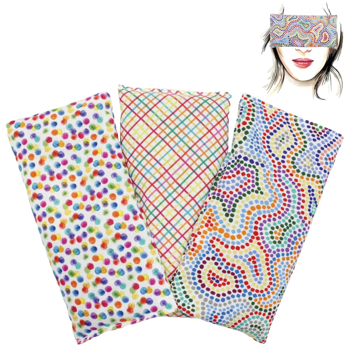 Coussins pour les yeux "Pack 3 - allegro" - Graines de Lavande et de riz - Yoga, méditation, relaxation, reposer des yeux