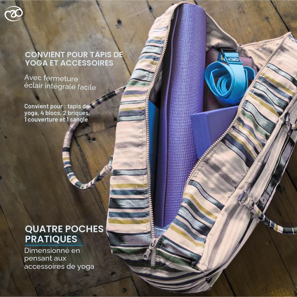 Yoga-Mad Sac de yoga de luxe | Sac de yoga entièrement zippé avec poches de rangement | Sac unisexe pour pilates, tapis et accessoires de yoga | Convient pour pilates, yoga, gym, convient à la plupart