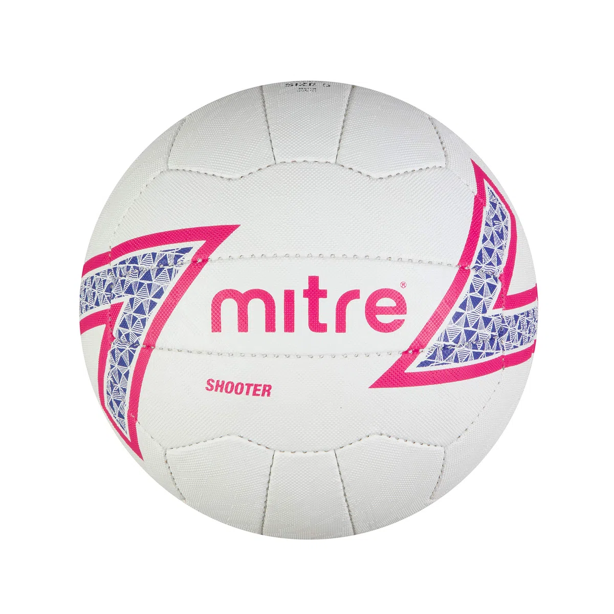 Mitre Shooter Match Ballon de Netball | Excellente Prise en Main | Modèle résistant, Blanc/Cabaret/Violet/Noir