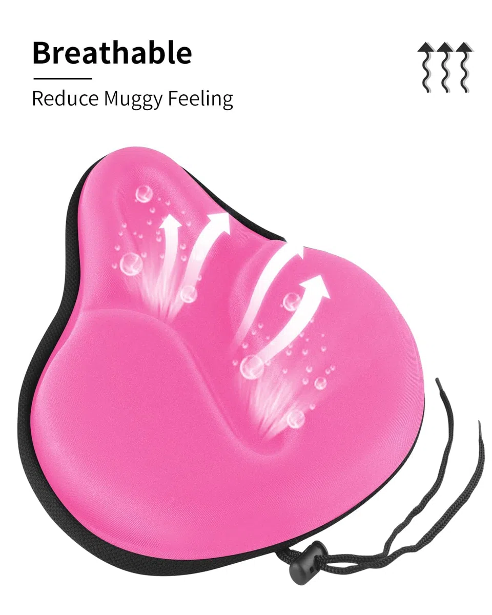 MSDADA Housse de Selle pour Homme et Femme - 29 x 27 cm - Doux et Confortable - Respirante - Large Housse de Selle de vélo pour VTT, vélo de Course, vélo d'appartement (Rose)