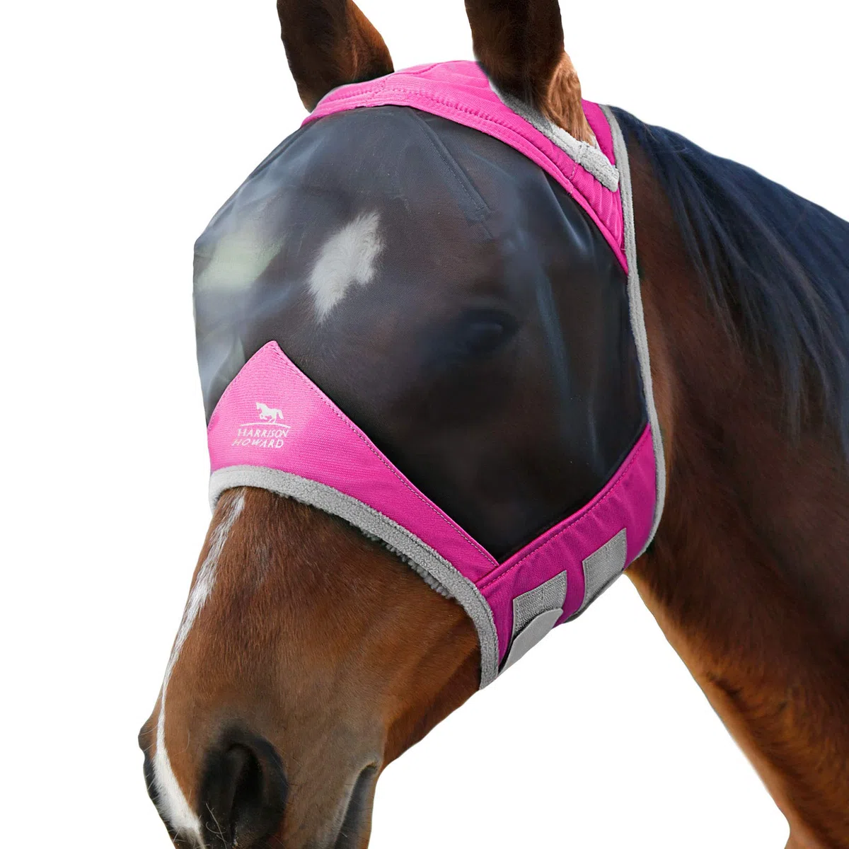 Harrison Howard CareMaster Pro Luminous Masque Anti-Mouches Protection Anti-UV Rose Cheval de Trait (XL)