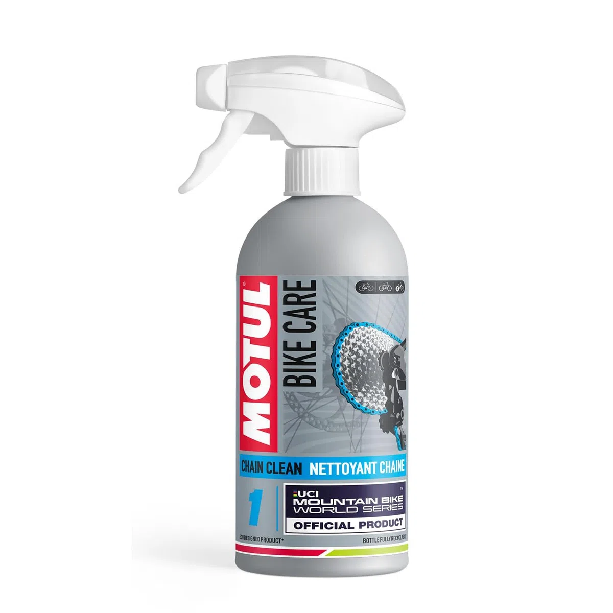 Motul - Nettoyant Chaîne VTT en Spray - Dégraissant Sans Solvant - Protège et Prépare à la Lubrification - Compatible Toutes Chaînes - Sans COV - Bike Care Chain Clean Off Road - 500 ml