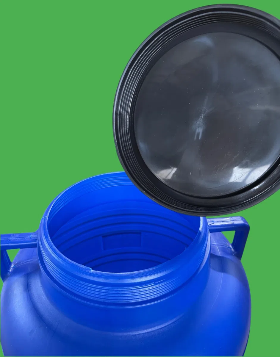 Jordan & Jordan — Lot de 2 x Fût Plastique Alimentaire 60L PEHD — Couvercle à Visser + Robinet de Sortie — Fermentation, Eau, Huiles — Certifié Alimentaire sans BPA
