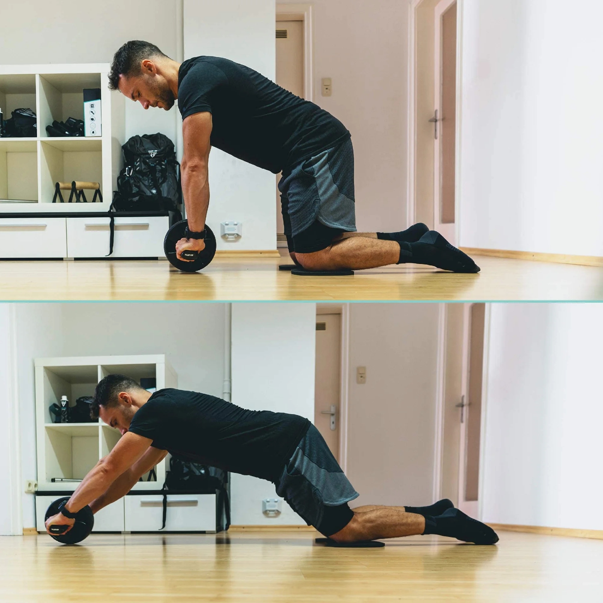PULLUP & DIP Roue abdominale, Ab Roller avec Poignées ergonomiques et tapis de Genoux Matelassés, excellente Prise en Main, Exercice Abdominaux pour les Hommes et les Femmes
