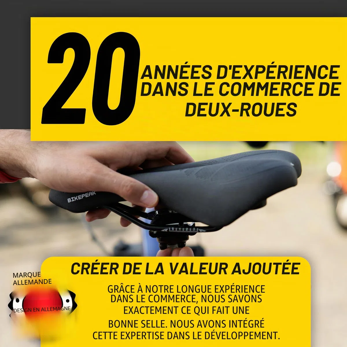 Selle de vélo pour Ville, VTT ou Trekking - Confortable, Respirante avec Mousse à mémoire de Forme, Selle Ergonomique