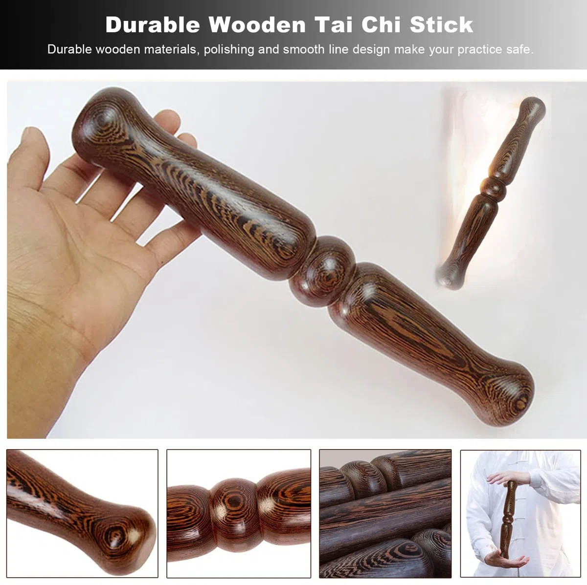 Bâton de Tai Chi Sticks de Formation Chinois Qigong Tai Chi, 32/42 Cm de Long Souverain D'arts Martiaux en Bois Massif Lisse, Économisez Des Équipements D'exercice Taiji Taiji Rod, Courbe Parfaite ( S