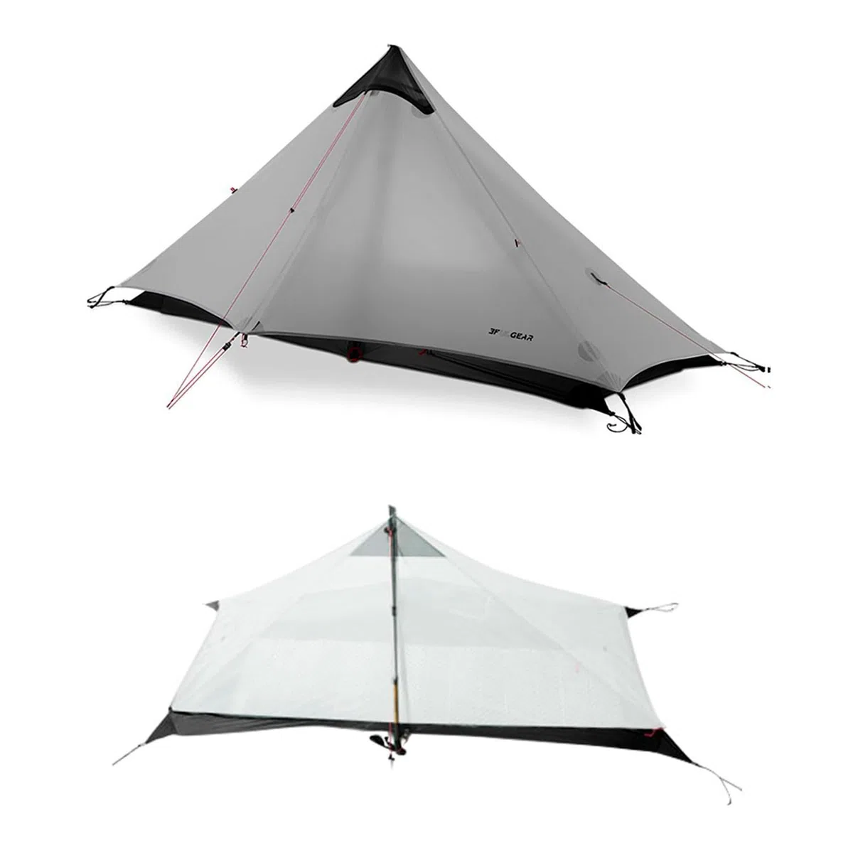 3F Lanshan1 Tente ultralégère 3/4 saisons portable pour 1 personne 15D Revêtement en silicone étanche Double couche Tente pour camping, escalade, randonnée