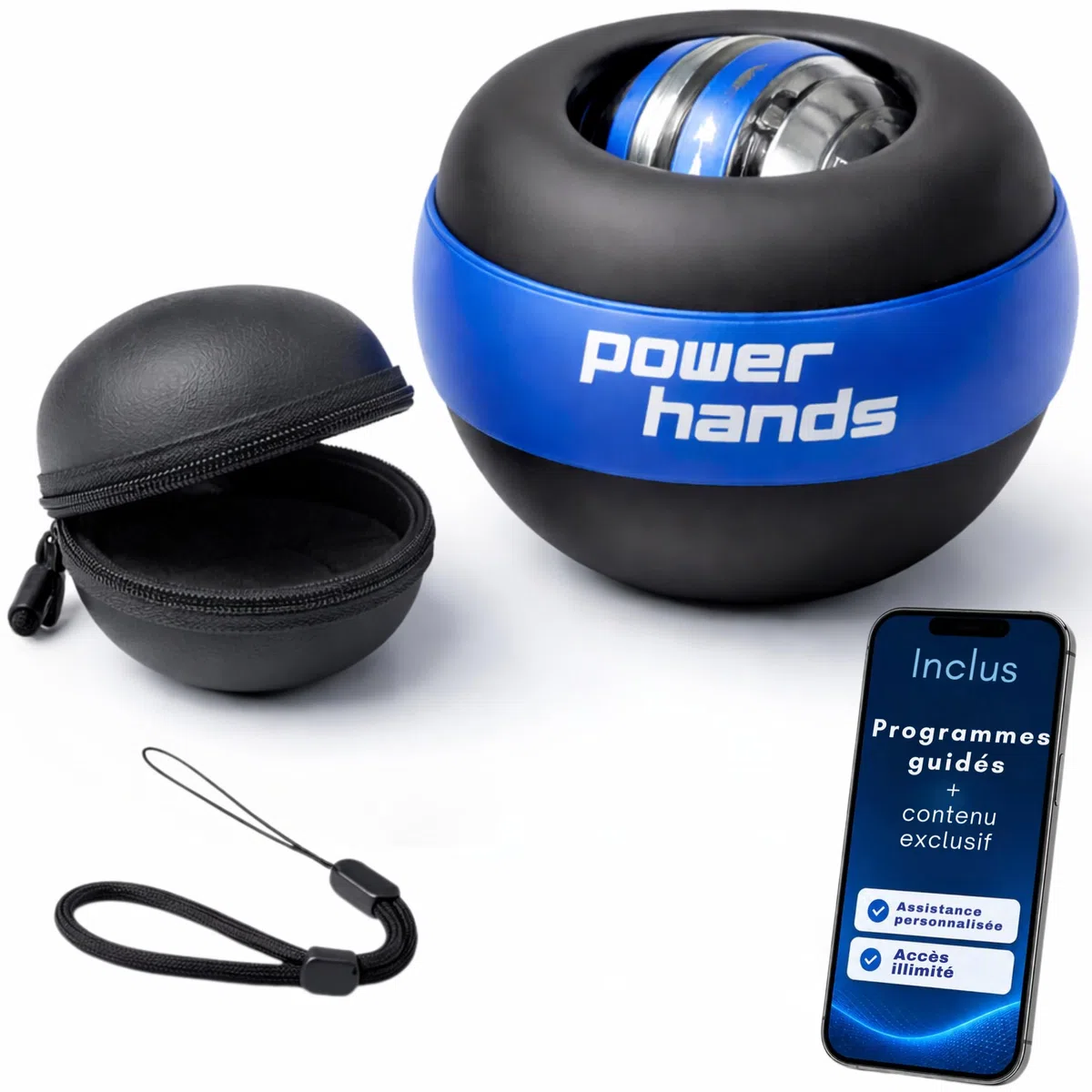 Gyro Ball – Ballon gyroscopique pour renforcement main, poignet et avant-bras, rééducation, anti-stress, accessoire fitness homme et femme