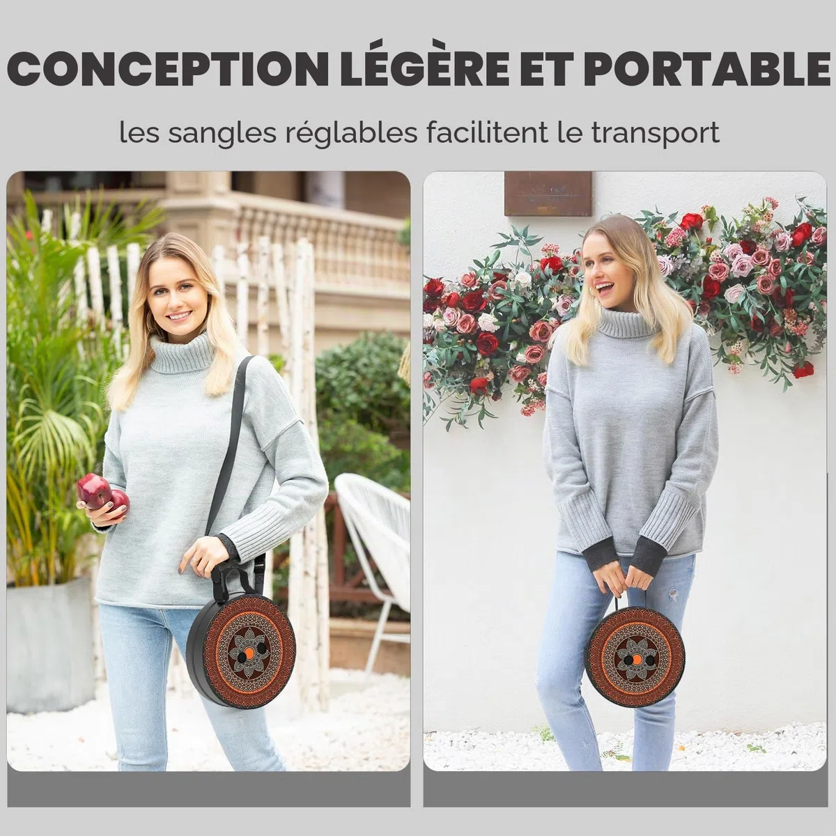 Tabouret Pliant Portable avec Coussin, Télescopique avec Motif, Retractable de Deuxième Génération pour Camping, Adultes, Maxi Charge 200kg