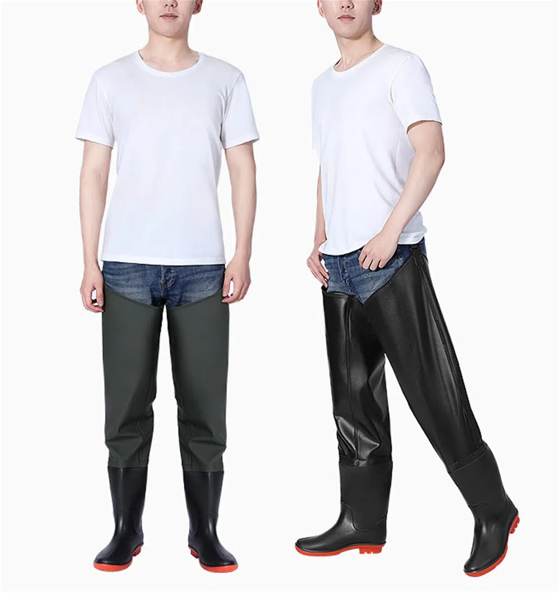 Cuissardes Réglables en PVC pour Homme Et Femme Bottes en Caoutchouc De Pluie Polyvalentes 100% Imperméables sur Le Genou Pantalon De Pêche Cuissardes De Chasse Antidérapantes