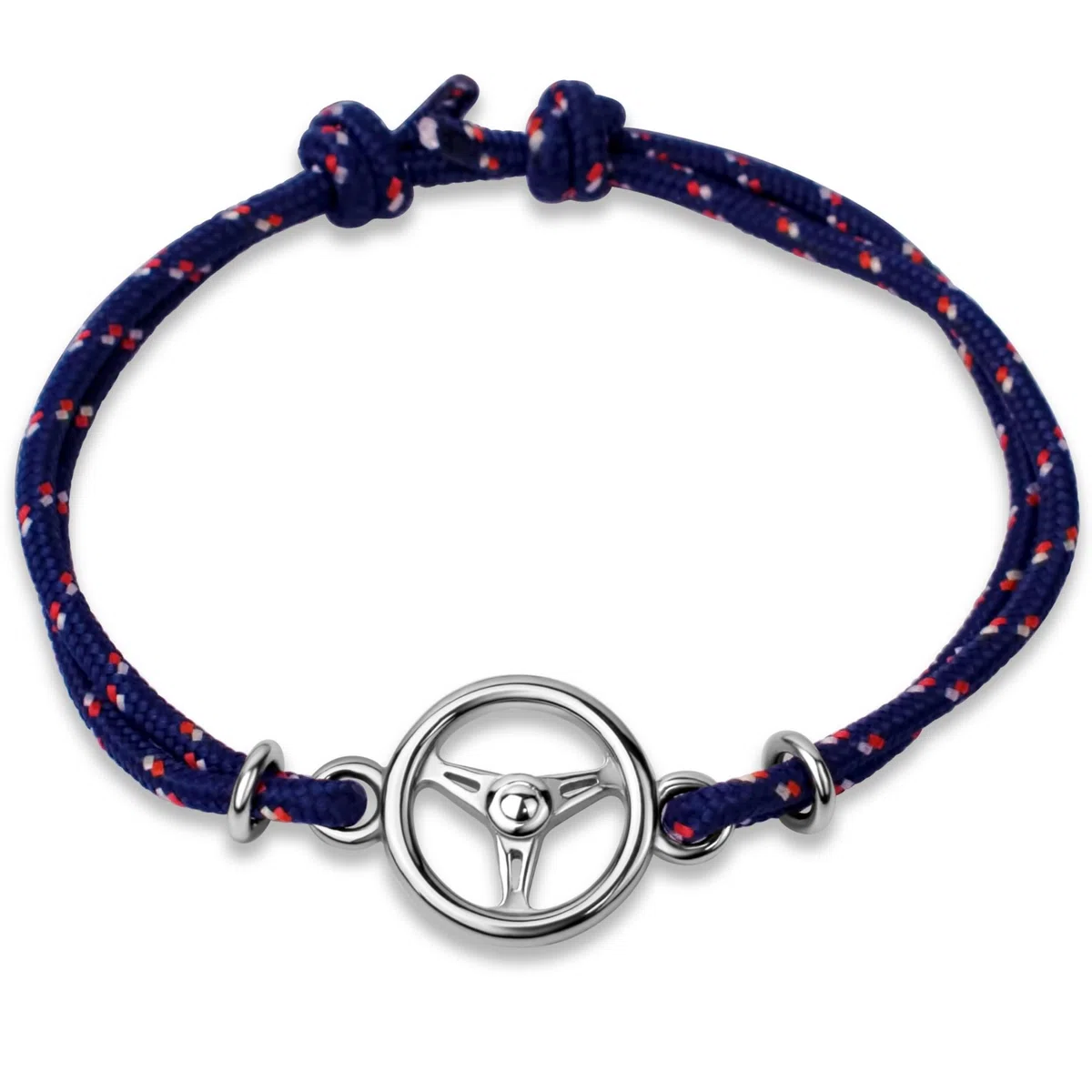 Ernestine - Bracelet voiture réglable cordon acier inoxydable - volant automobile homme femme - idée cadeau passion auto accessoire poignet bijoux design - idée cadeau fête des pères original