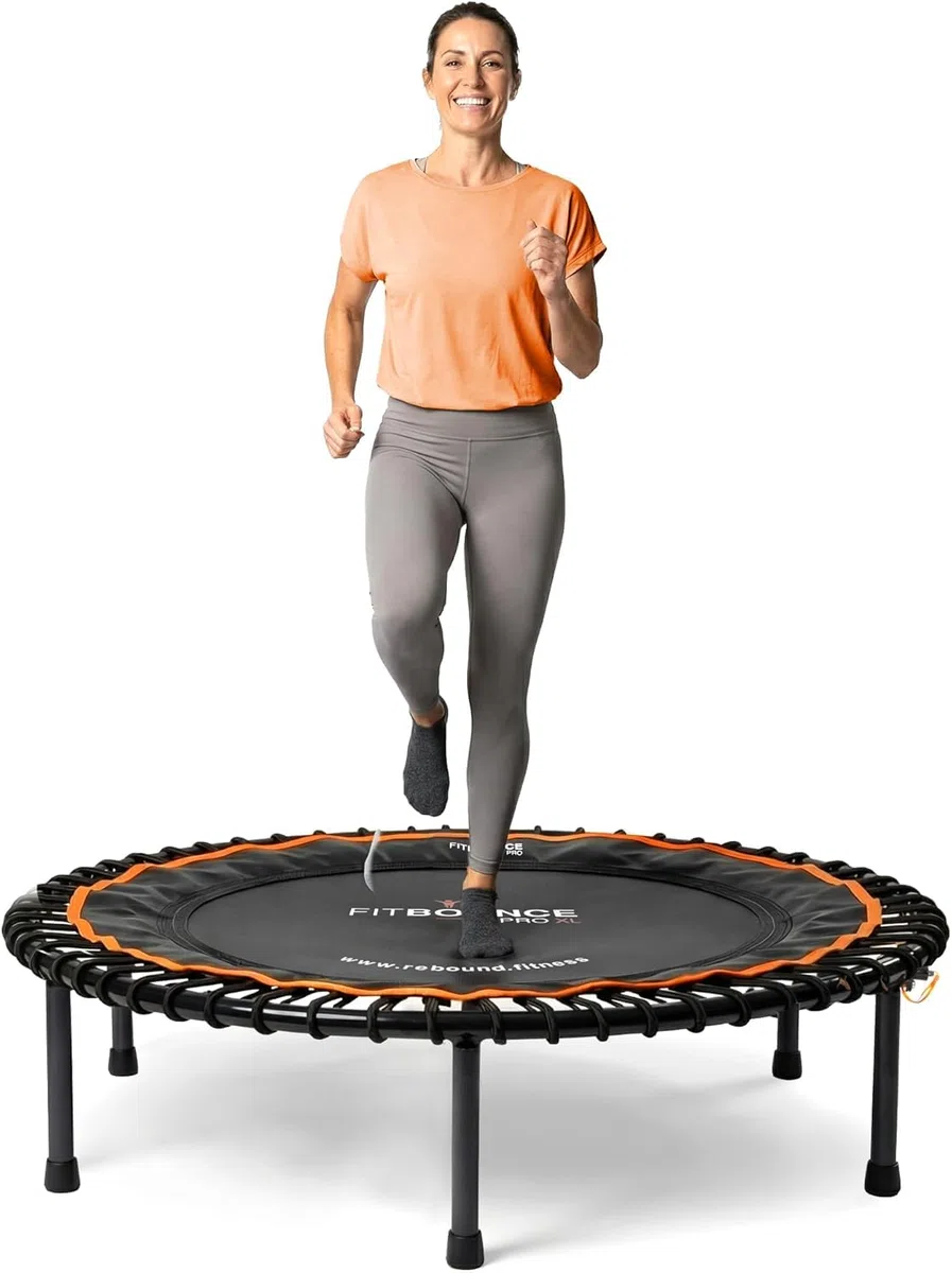 Fit Bounce Pro XL Rebounder Mini Trampoline Silencieux avec Corde élastique Appareil pour Exercice cardiovasculaire Saut, livré avec DVD et Sac de Rangement.