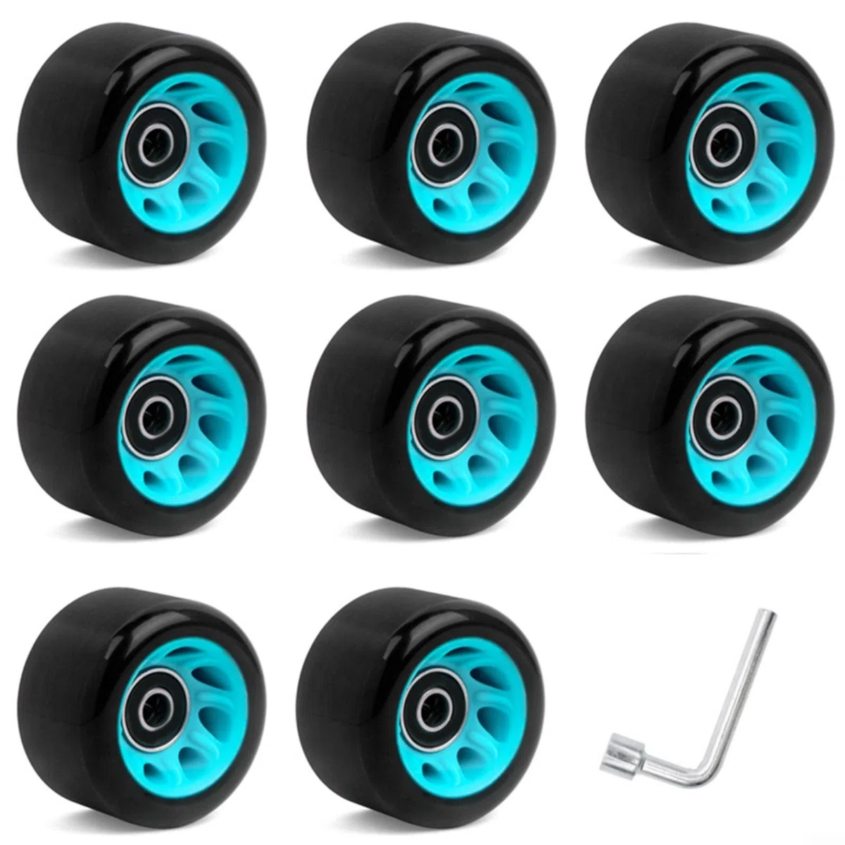 Lot de 8 roues de patins à roulettes 58 x 32 mm et 58 x 39 mm avec roulements en acier à haute teneur en carbone pour rollers à double rangée et quad, matériau PU