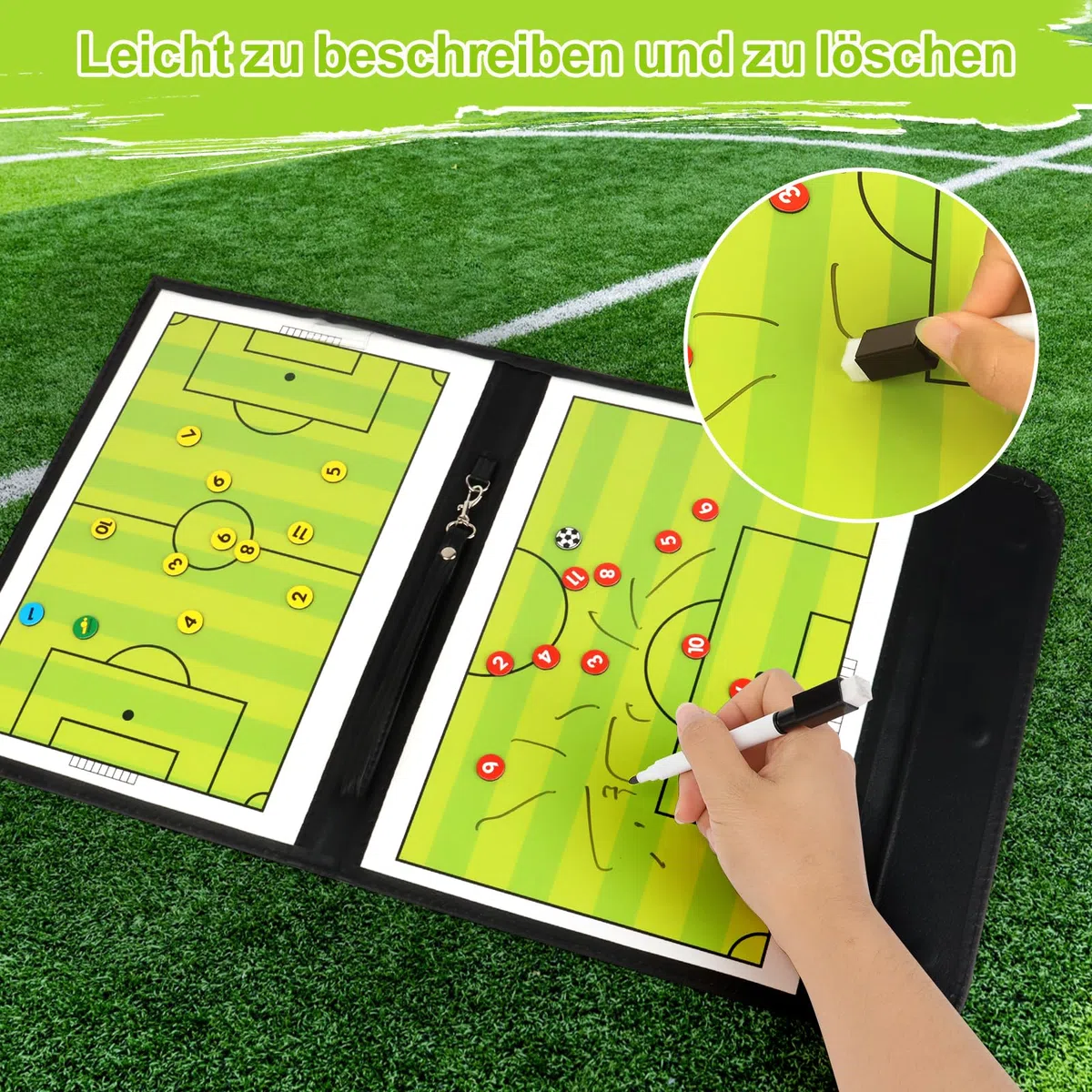 KEWUZY Tableau Tactique Football, Entraîneur de Football Tableau Magnétique, Entraîneur Board, avec Marqueur et Aimants, pour Entraîner de Football Compétition
