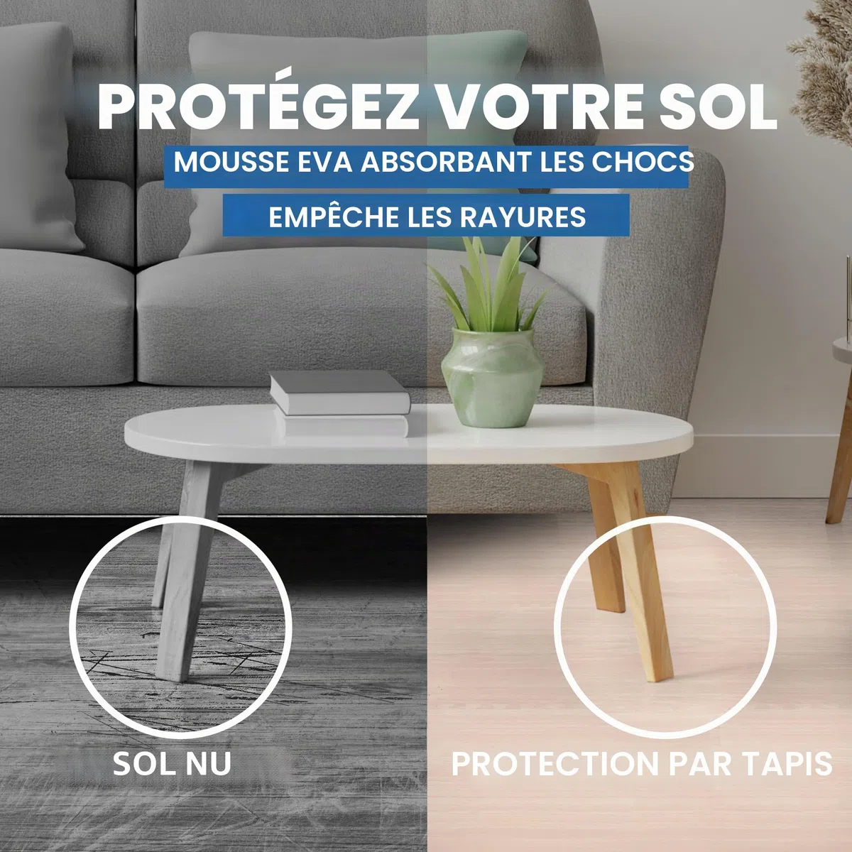 Yes4All Tapis de Sol Interlocking en EVA, Dalles Puzzle en Mousse avec Bordures, Protection de Sol pour Meubles, Maison, Salon et Garage, 1/1.4/3 m²