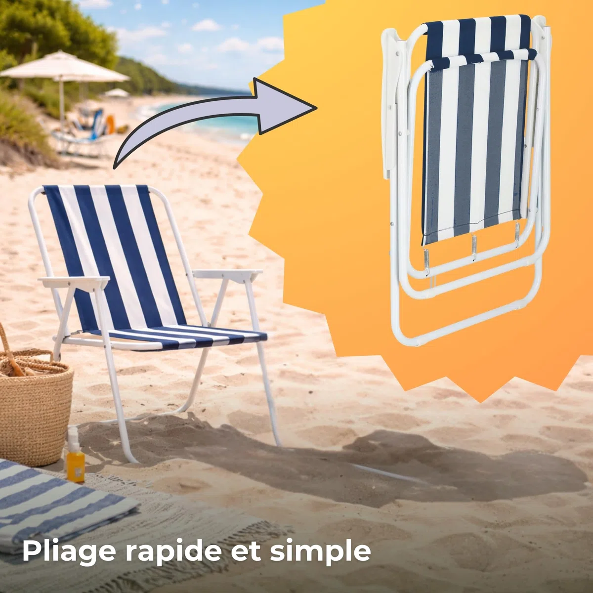 SPRINGOS Lot 2 Chaises de Camping Pliantes avec Accoudoirs – Structure Métal, Charge 100 kg, Ultra-Légères 4,2 kg – Plage Pêche Pique-Nique Jardin – Blanc/Bleu