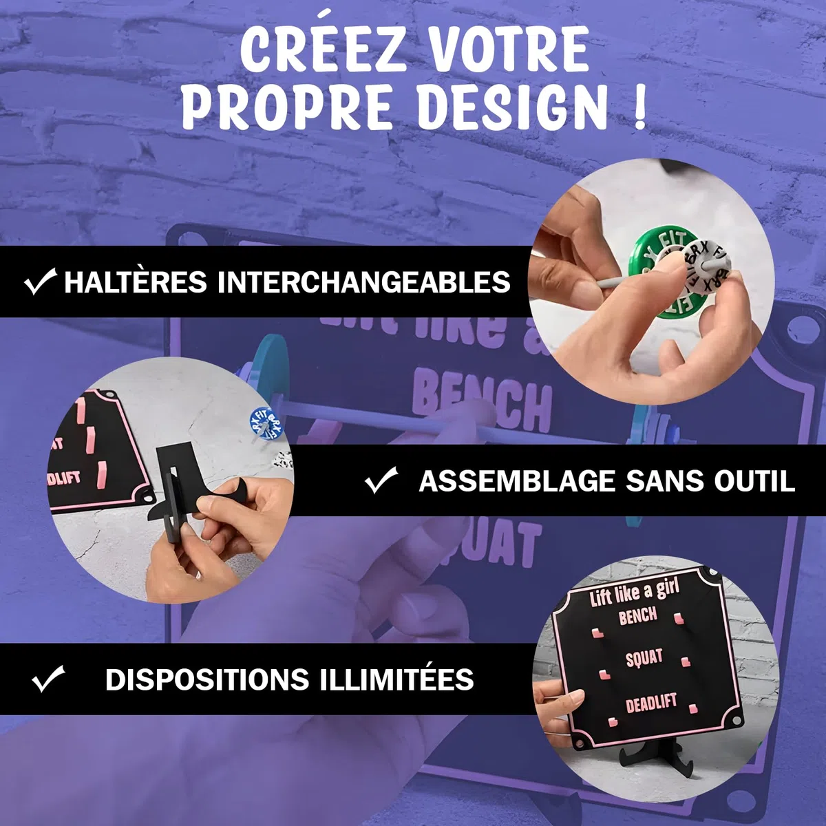 Tableau PR pour la Musculation avec Mini Haltere et Poids, Tableau de Suivi Personnalisé pour Enregistrer les Records Personnels, Cadeau pour Haltérophiles Passionnés de Fitness