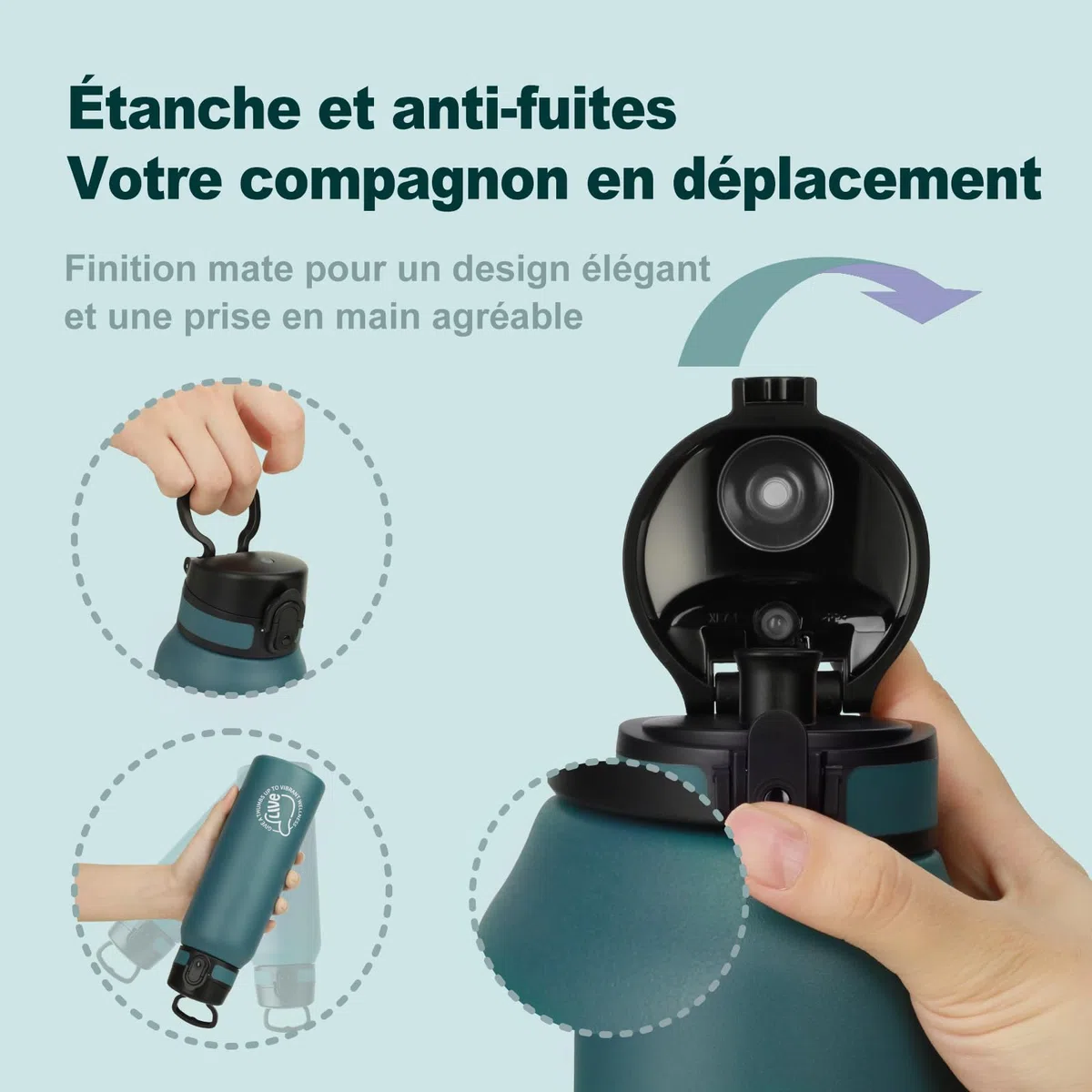UZSPACE Gourde Isotherme 1L (970ml) en Acier Inoxydable - Bouteille Isotherme Double Paroi - Gourde Sport Adulte Étanche - Idéale pour Plein Air et Sports, Vert Forêt