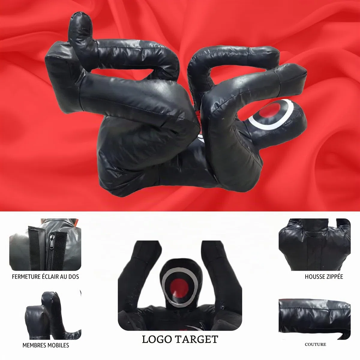 Shelly Mannequin de lutte MMA – Sac de frappe d'autodéfense – Sac de frappe BJJ – Position défensive assise – Soumission du JIU Jitsu brésilien – Tissu vinyle – 170 cm non rempli