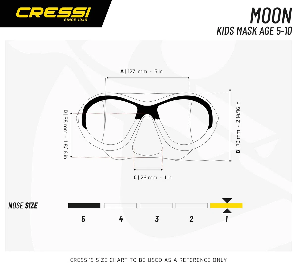 CRESSI depuis 1946 - Moon Kid Premium Junior Mask masque de natation et snorkeling pour enfants de 5 à 10 ans avec anti fog anti rayure protection UV large vision pour piscine mer et vacances