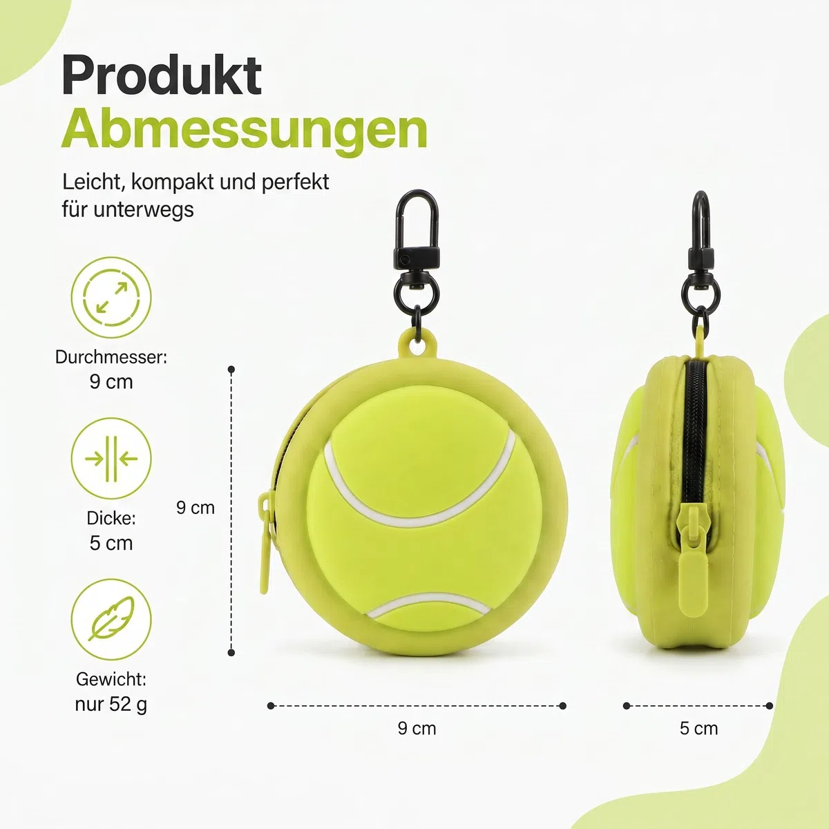FOMIYES Petit portefeuille en silicone avec fermeture éclair - Porte-monnaie de tennis - Pendentif pour le sport, les voyages et l'école - Étui pour écouteurs résistant à la transpiration et