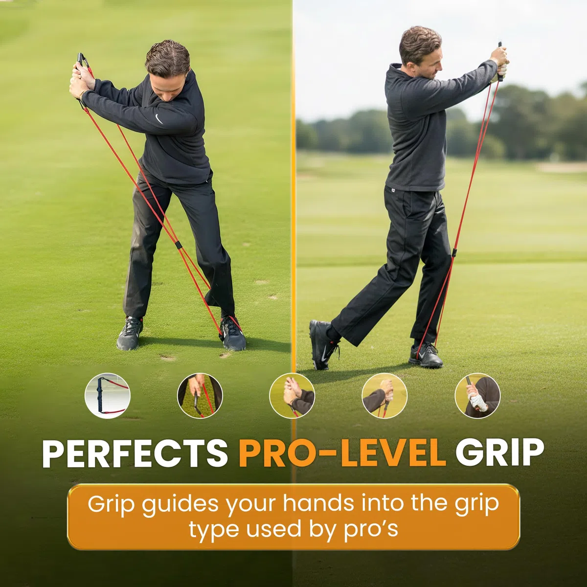 Happy Golfer Bandes de résistance pour golf Swing Trainer | Entraîneur de puissance pour le golf pour le chemin de swing, la prise en main et l'entraînement de la vitesse | Aide à l'entraînement de