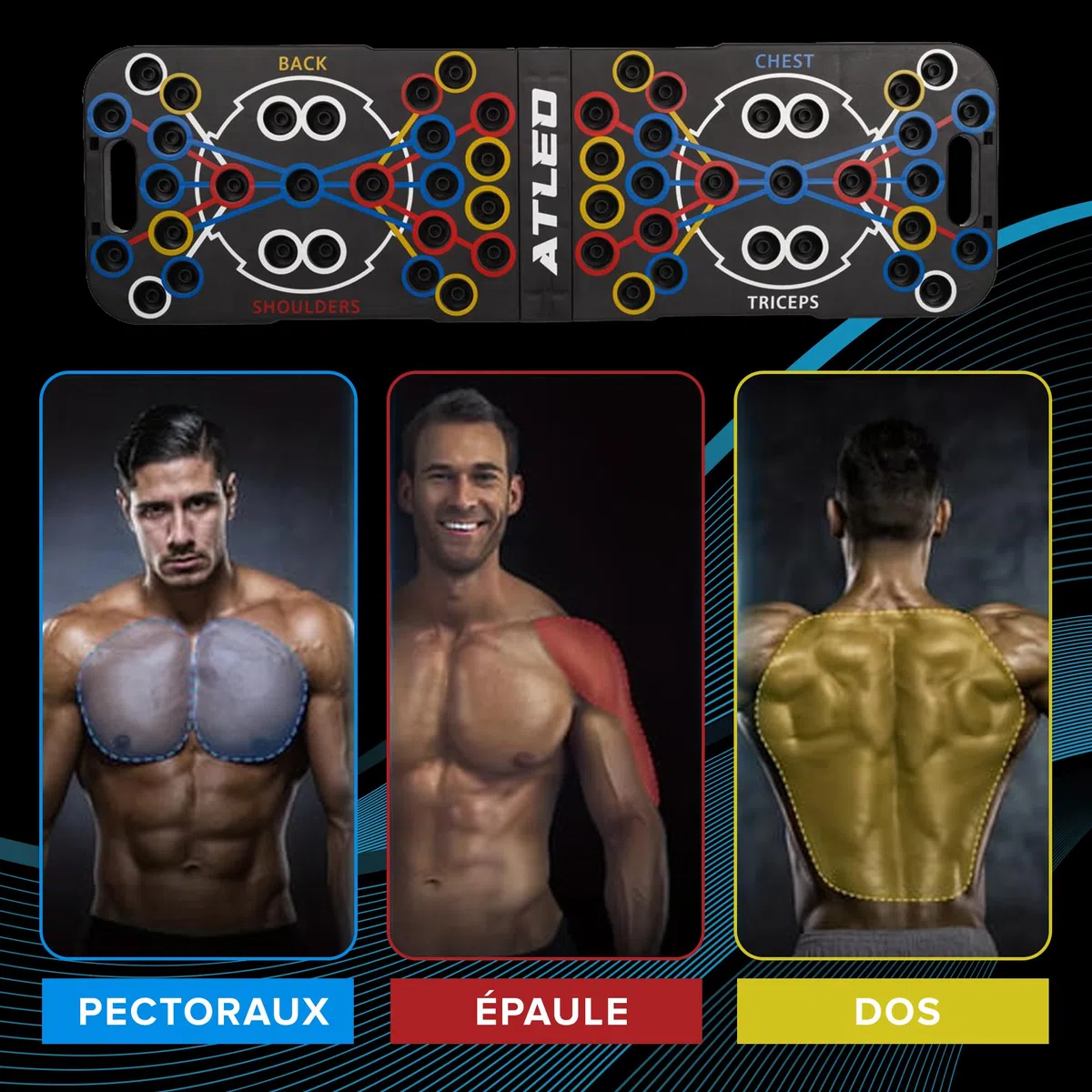 Planche de Pompe Musculation 12 en 1 Push Up Board Multifonction avec Poignées, Bandes, Antidérapants Musculation Homme/Femme, Calisthenics, Fitness Maison